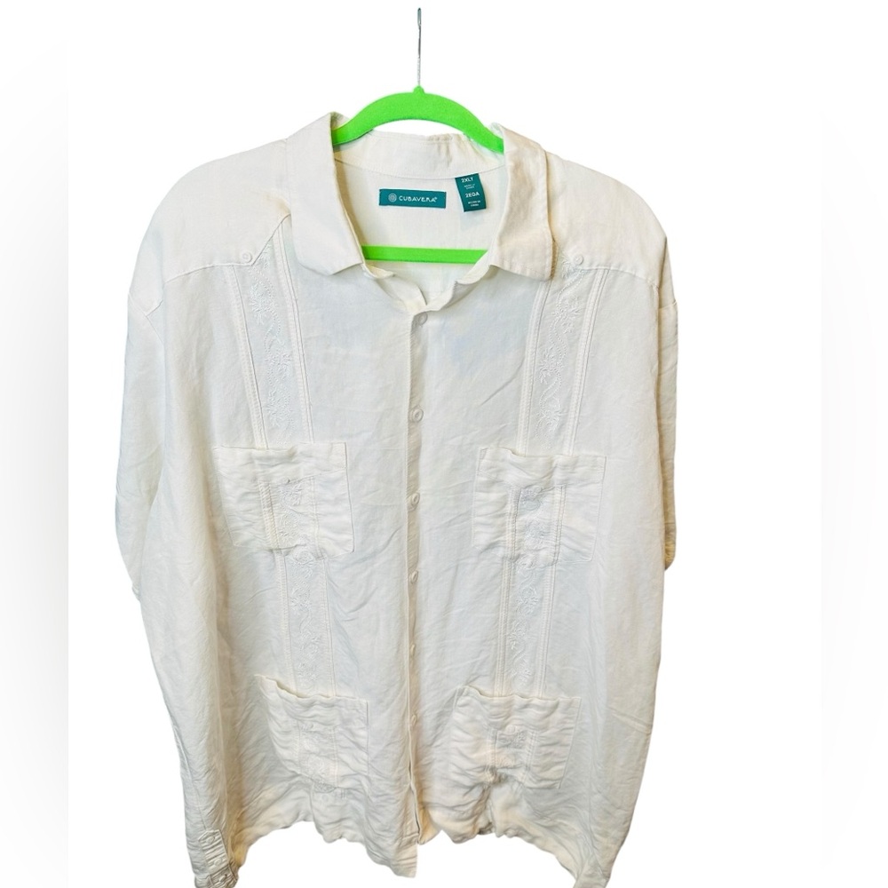 Cubavera Cream Button-Down Mens Shirt Size 2XLT